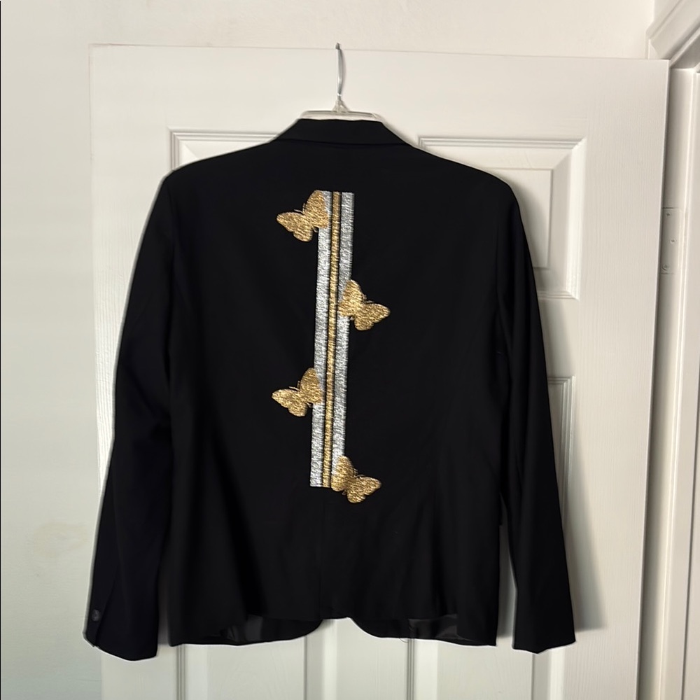 Michael Kors Black Blazer with Gold Butterfly Design